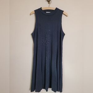 Mikey & Joey Black Ribbed Sleeveless Trapeze Slip On Dress Large